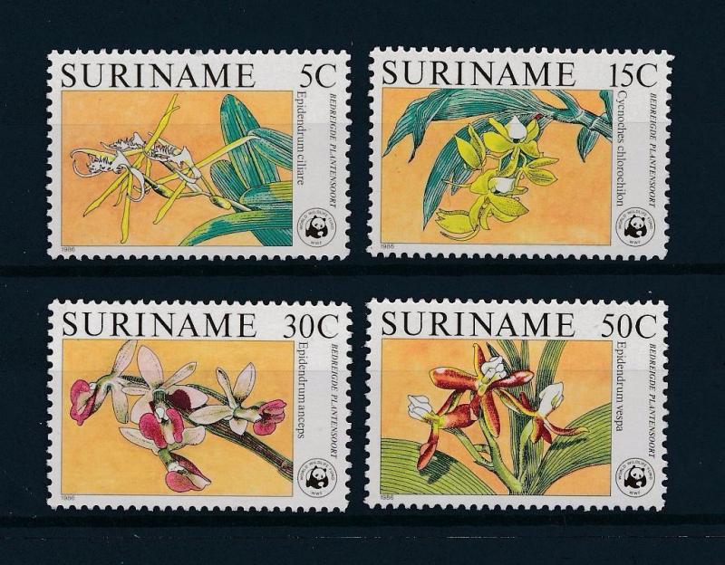 [53979] Suriname Surinam 1986 Wild animals Mammal WWF Flowers Orchids Panda MNH