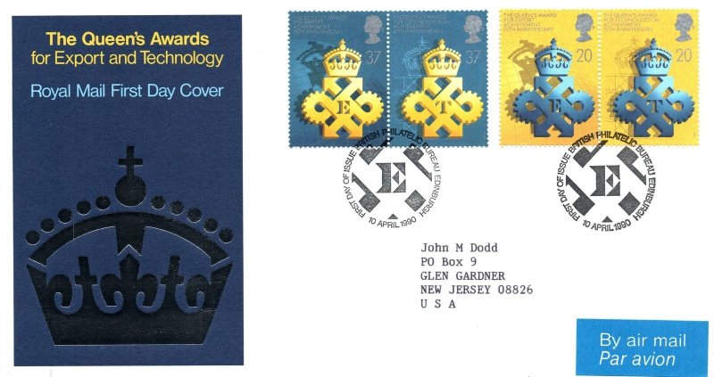 FIRST DAY COVER GREAT BRITAIN THE QUEEN'S AWARDS FOR EXPORT AND TECHNOLOGY 1990