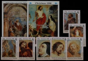 Turks Caicos 869-77 MNH Painting/Rubens/Christmas-90 SCV33.70