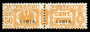 Italian Colonies, Libya #Q17a (Sass. 25) Cat€250, 1931 Parcel Post, 50c ora...