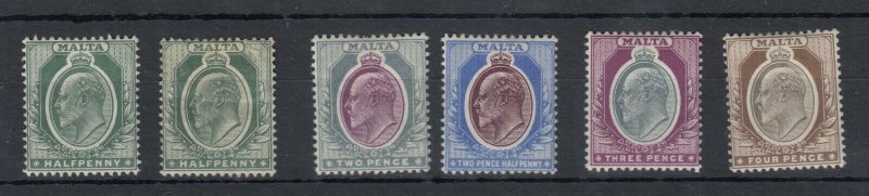 Malta KEVII 1903 Set Of 6 To 4d MH J8350