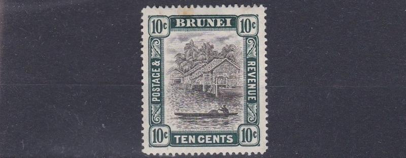 BRUNEI  1907  S G 29   10C   GREY BLACK &  GREEN   MH  LIGHTLY TONED 