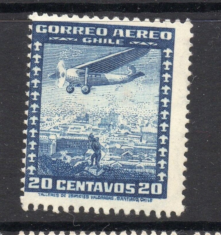 Chile 1920s-30s Airmail Early Issue Fine Mint Hinged Shade 20c. NW-13396