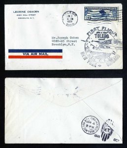 # C10 on CAM # 17 First Flight cover, Toledo, OH to New York, NY - 6-3-1928