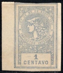 1891 Argentina Federal Government Revenue Stamp 1 Centavo General Tax Duty