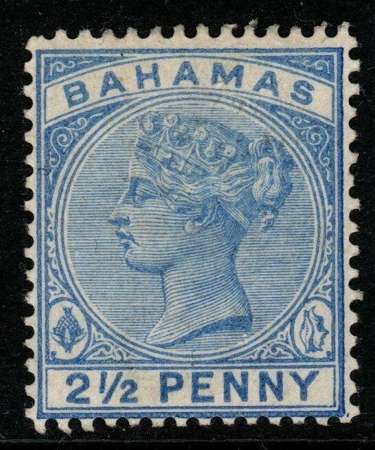 BAHAMAS SG51a 1884 2½d BLUE WITH SLOPING 2 MTD MINT