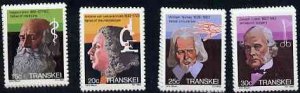 TRANSKEI - 1982 - Heroes of Medicine - Perf 4v Set - Mint Light Hinged