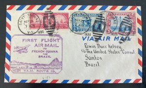1930 St Thomas Virgin Island First Flight Airmail Cover To Santons Brazil 143 Fl