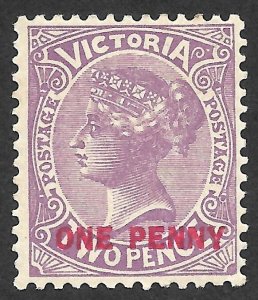 Doyle's_Stamps: MH Victoria, Australia, Two Pence Overprint, Scott #232*