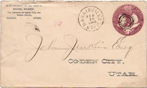 United States Utah Harrisville 1893 target  1871-1902  2c Columbian Envelope.