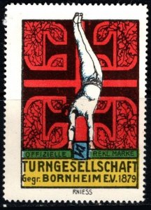 Vintage Germany Poster Stamp Bornheim Gymnastics Society Founded 1879