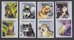 Chad Sc 738-743 MNH. 1998 Dogs & Cats, complete set of stamps & sheets, VF.