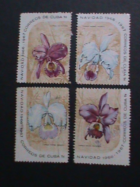 ​CUBA -1966 VERY OLD STAMPS-CHRISTMAS STAMPS-LOVELY FLOWERS-USED VERY FINE