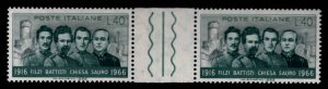 Italy Scott 945 MNH**  Italian Patriots stamp Gutter Pair