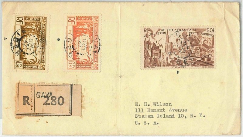 45128 - AOF NIGER - POSTAL HISTORY: REGISTERED COVER from GAVA to USA 1947-