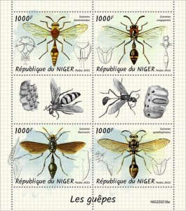 NIGER - 2022 - Wasps - Perf 4v Sheet - Mint Never Hinged