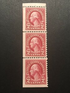 Scott# 634d  Washington 1926-34   MNH Partial Bklt.  Pane of 3 Perf 11x101/2