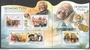 2012 Solomon Islands Desmond Tutu Mahatma Gandhi Obama #1536-1540 1Sh ** Ls023