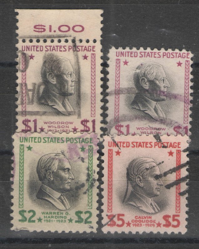 US 1938 Sc# 832-834 Used G/VG - high dollar Prexie issues
