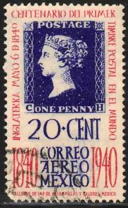 MEXICO C105, 20¢ Penny Black Centennial. Used. VF.  (679)