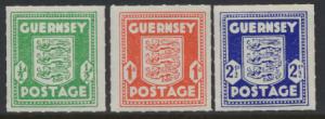 Guernsey  SG 1-3 Mint Very Light hinge trace - later printings see details