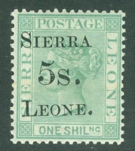 1884 Sierra Leone 5/- surcharge on 1/- green. A fine fresh unmounted mint...