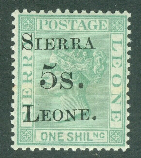 1884 Sierra Leone 5/- surcharge on 1/- green. A fine fresh unmounted mint...