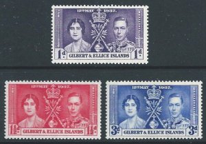 Gilbert & Ellice Islands #37-9 MH 1937 Coronation Issue