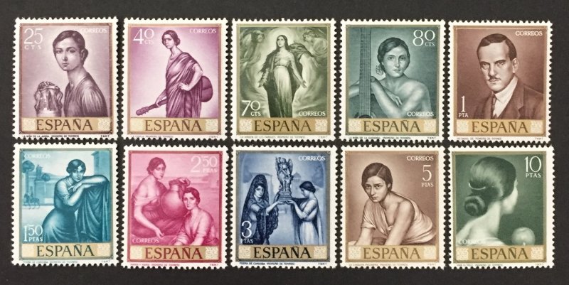 Spain 1965 #1296-1305(10), Paintings, MNH.