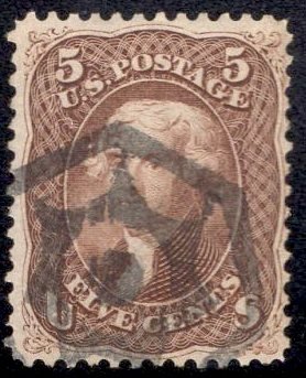 US Stamp Scott #76 Used SCV $120. Awesome Cancel. Skinner-Eno GE-H 8