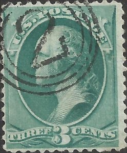 # 207 Blue Green Used Unknown Ink In 3 George Washington