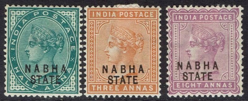 NABHA 1885 QV 1/2A 3A AND 8A 