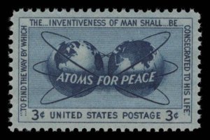 US Scott #1070 MNH OG 3c Atoms for Peace eGraded With Certificate Gem 100