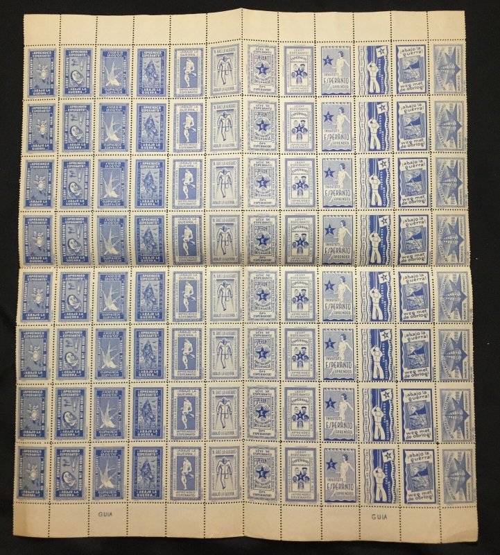 ESPERANTO Poster Labels Cinderellas War Sheet of 96 MNH (W 1613