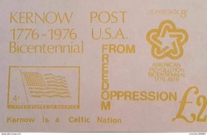 KERNOW - US Bicentennial £2 Yellow - Imperf Souv Sheet - M N H - Private Issue