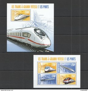 2013 Niger Transport High Speed Trains & Bridges Kb+Bl ** St2874