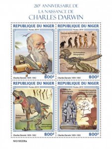 NIGER - 2019 - Charles Darwin - Perf 4v Sheet - Mint Never Hinged