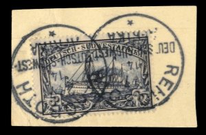 German Colonies, German South West Africa #24 Cat$45, 1901 3m black violet, u...