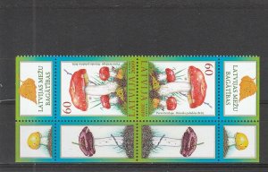 Latvia  Scott#  743a  MNH  Tete Beche Pair  (2009 Mushroom)