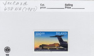 J29010, 1987 iceland set of 1 mnh #638 airplane