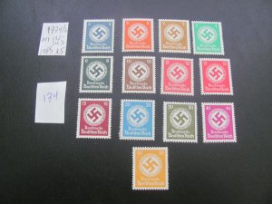 Germany 1934/38 MNH  MI. 132-143 OFFICIAL SET XF 59 EUROS (134)