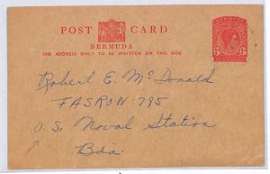 BERMUDA KGVI Postal Stationery Card RADIO SOCIETY Hamilton 1953 US NAVY PJ100