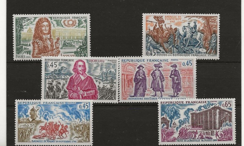 France 1970-71  History of France  V & VI sg.1896-8, 1922-4   MNH