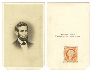 Photo of Abraham Lincoln with SUPERB R15c Revenue Stamp on the Back