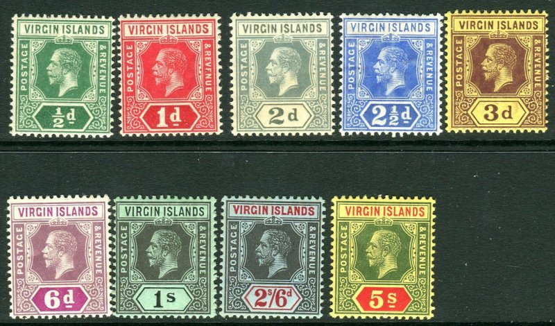 BRITISH VIRGIN ISLANDS-1913-19  A mounted mint set to 5/- Sg 69-77