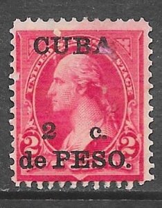 Cuba 222 2c on 2c Washington, type III, unused, gum dist., F, faults