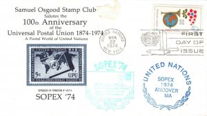 CENTENARY OF THE UNIVERSAL POSTAL UNION SOPEX '74 US STAMP (ONLY 2000 EXIST)