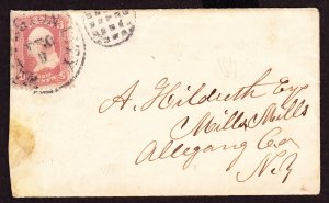 Cover, 1860s, Scott 65, Washington City to Mills Mills, NY (DPO, R5), small env