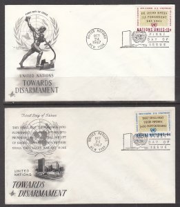 UN New York 177-178 Artcraft Set of Two Pencil FDCs