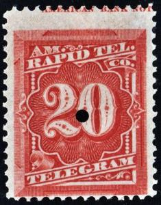 1T6 20¢ American Rapid Telegraph Company Stamp (1881) Remaindered/MH